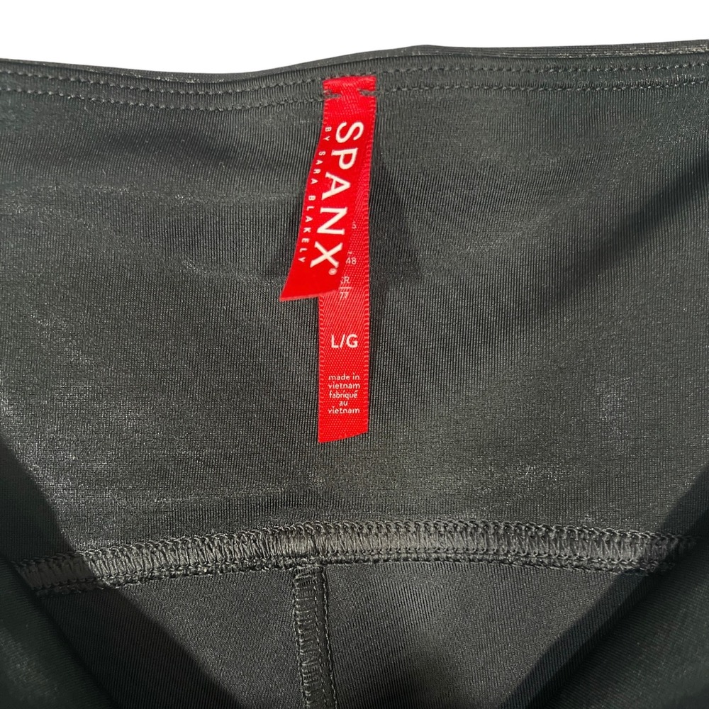 Spanx Faux Leather Leggings Womens Large Black High Rise Tummy Control 2437 - Picture 4 of 6